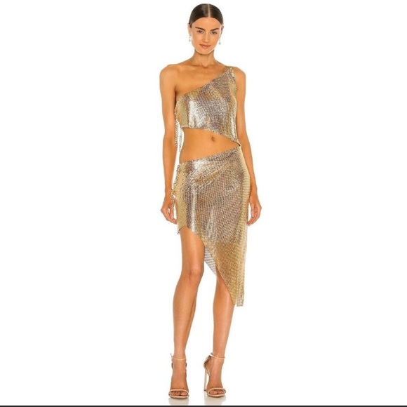 Bronx and Banco Dresses & Skirts - Bronx and Banco Dress Xenia One Shoulder Chainmail in Gold medium🥰SOLD